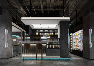 灰色工業(yè)風網(wǎng)咖裝修設計案例