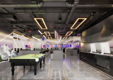 熊冒經(jīng)典休閑網(wǎng)咖設(shè)計案例效果圖